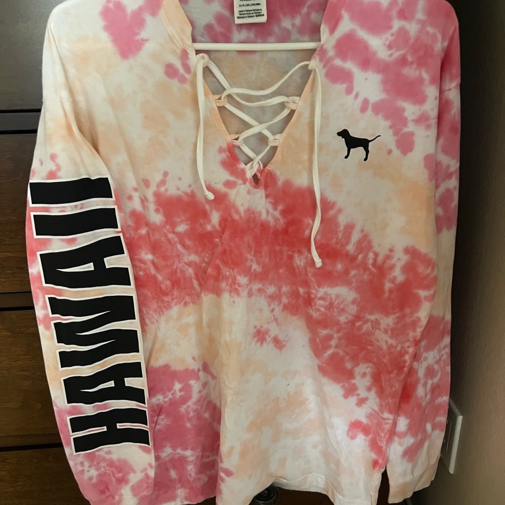 Victoria's Secret Pink Destination Tie-Dye Lace-Up Top Hawaii